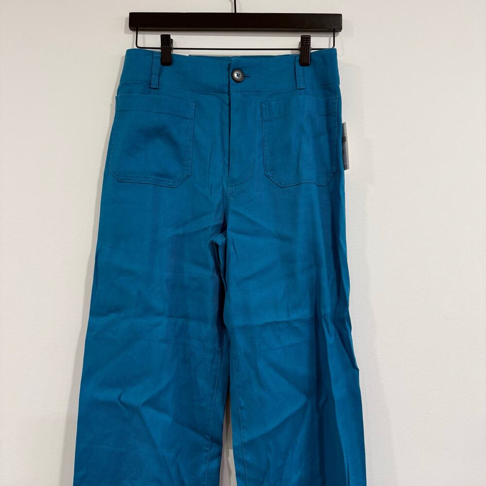 NEW NWT Anthropologie Maeve The Colette Linen Wide Leg Mosaic Blue Pants 28 - Picture 2 of 6